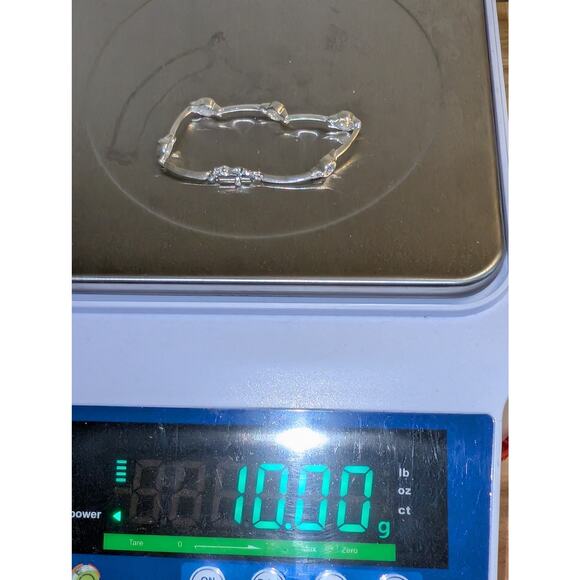 VTG 925 Sterling Bezel Set CZ Bar Link Tennis 7" Slide In W/ Safety Bracelet - Picture 7 of 9